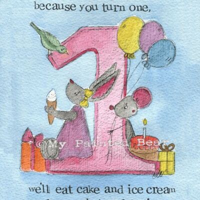 Cake and ice cream (Girls)- Greeting Card
