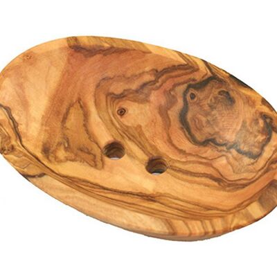 Jabonera ovalada de aprox. 9 – 11 cm de madera de olivo