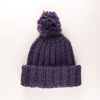 Kit Crochet Bonnet à Pompon - Violet 1