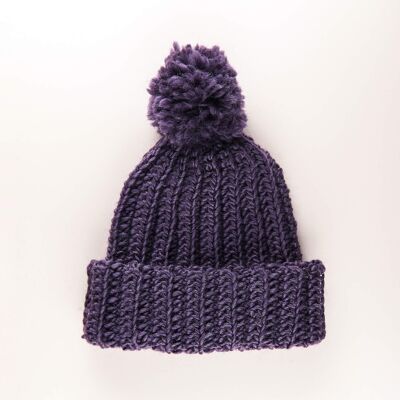 Kit Crochet Bonnet à Pompon - Violet