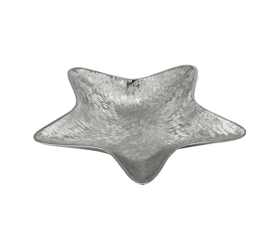 Schale Stern, Aluminium vernickelt, Durchmesser 27 cm, Höhe 4 cm