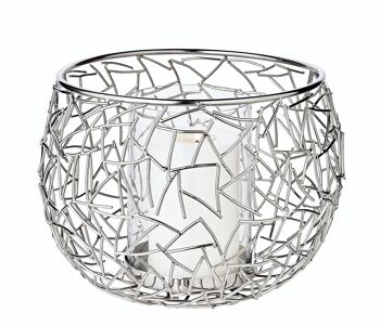 Lanterne Milano, acier inoxydable, nickelé brillant, avec verre, diamètre 27 cm, hauteur 19 cm 1