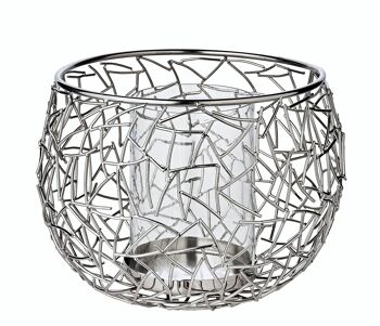 Lanterne Milano, acier inoxydable, nickelé brillant, avec verre, diamètre 27 cm, hauteur 19 cm 2
