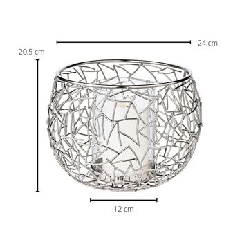 Lanterne Milano, acier inoxydable, nickelé brillant, avec verre, diamètre 27 cm, hauteur 19 cm 3