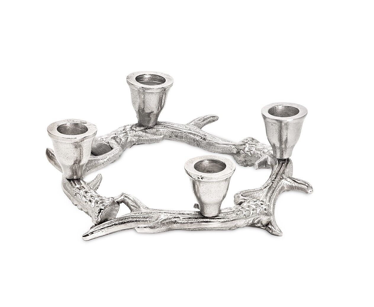 Adventskranz Kingston, Geweih-Design, Aluminium vernickelt, Durchmesser 21 cm, für Stabkerzen