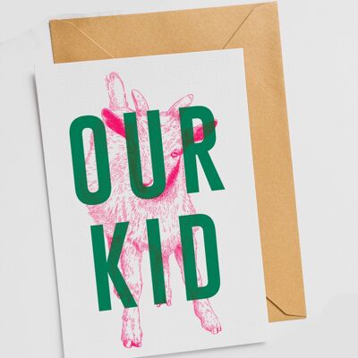 Unser Kind (rosa & grün) - Einzelkarte