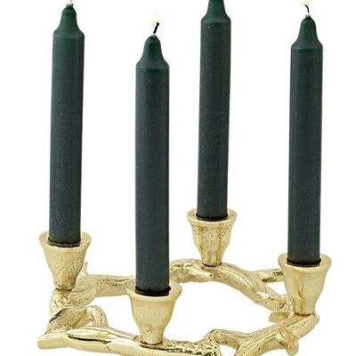 Kingston advent wreath, nickel-plated aluminum, gold-colored, height 6.5 cm, diameter 21 cm