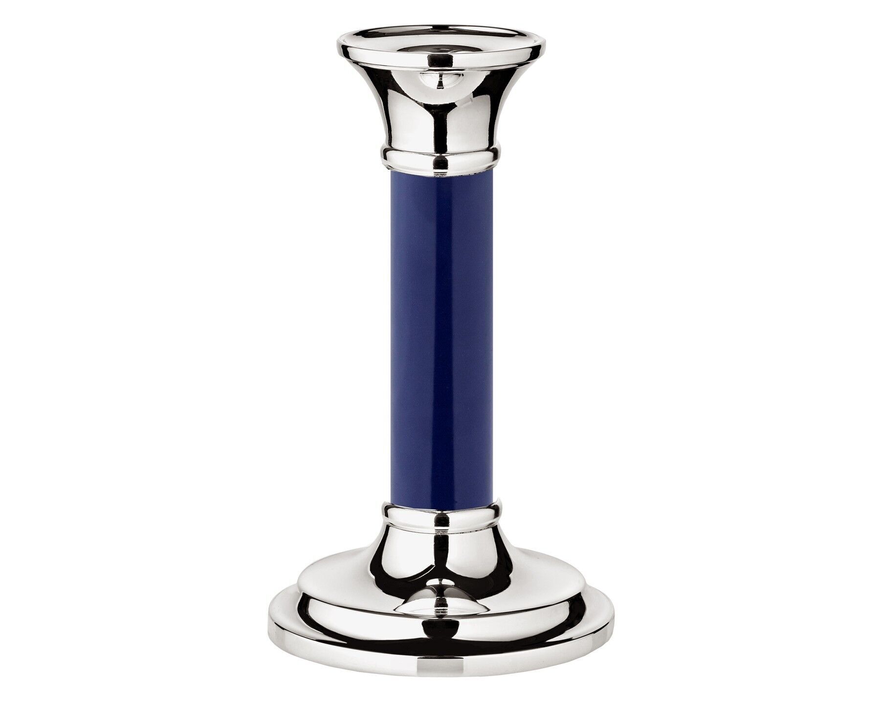 Kerzenleuchter Fiona mit dunkelblauem Schaft, edel versilbert, anlaufgeschützt, Höhe 15 cm