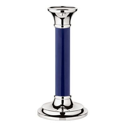 Candlestick Fiona with dark blue shaft, noble silver-plated, tarnish-resistant, height 18 cm