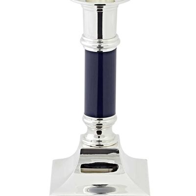 Lincoln candlestick with dark blue shaft, noble silver-plated, tarnish-resistant, height 15 cm