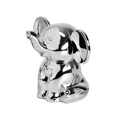 Money box money box elephant, height 11 cm, noble silver-plated, tarnish-proof