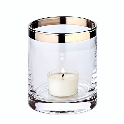 Farol Molly, cristal soplado a mano con borde de platino, altura 10 cm, diámetro 8,5 cm