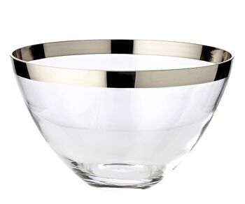 Bol Bol décoratif Holly, verre cristal soufflé à la bouche avec rebord platine, diamètre 30 cm 1