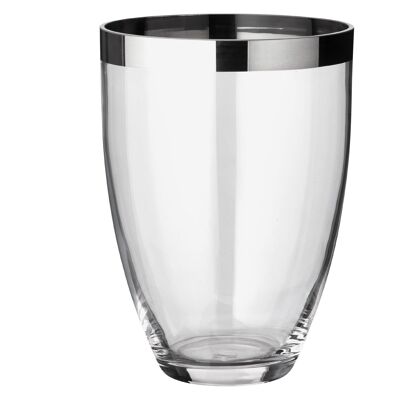 Charlotte vase, hand-blown crystal glass with platinum rim, height 24 cm, diameter 19 cm