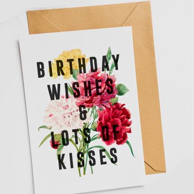 Deseo de cumpleaños y muchos besos - Tarjeta única