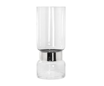 Vase Max, verre en cristal soufflé à la bouche avec un bord en platine, hauteur 43 cm, diamètre 18 cm