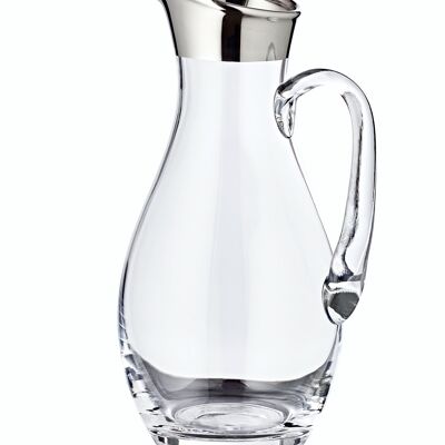 Jarra Johnny, vaso de cristal soplado a mano con borde de platino, altura 30 cm, ø 14 cm, capacidad 1,8 litros