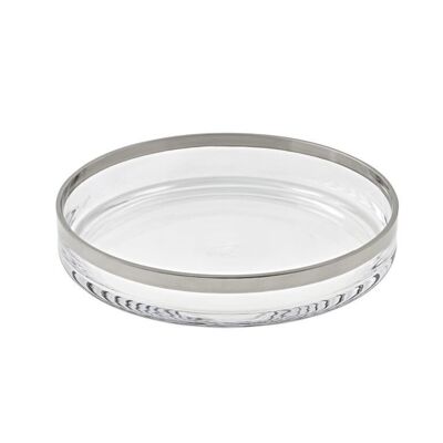 Glass bowl, decorative bowl, candle plate Light, hand-blown crystal glass with platinum rim, ø 25 cm