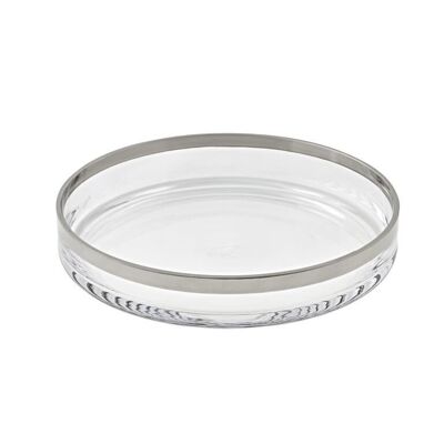 Cuenco de vidrio, cuenco decorativo, plato vela Light, cristal soplado a mano con borde de platino, ø 25 cm
