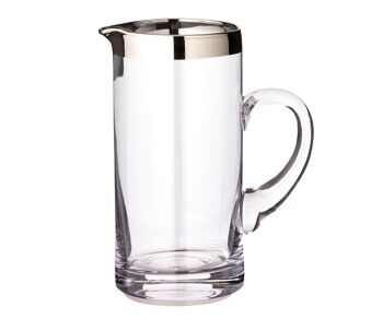 Cruche carafe Robert, verre cristal soufflé à la bouche avec bord en platine, hauteur 20 cm, capacité 1,0 litre 1