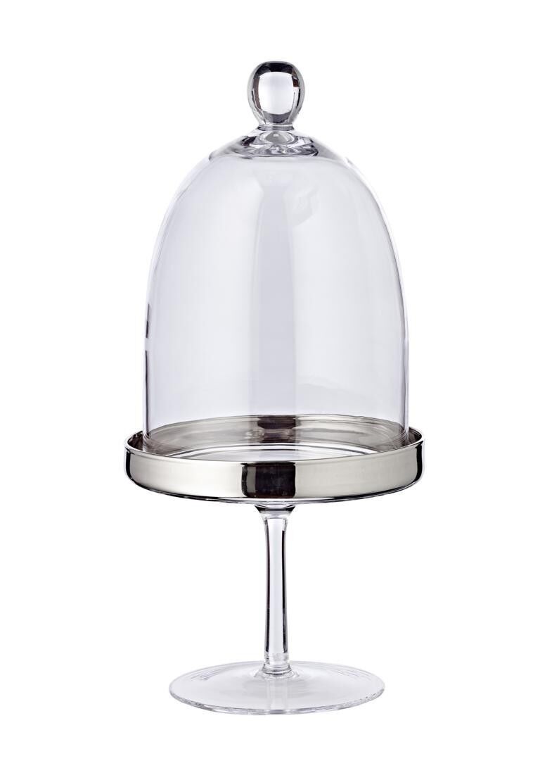 Bonboniere Glasdose Candy Bar auf Fuß Nika, mundgeblasenes Kristallglas mit Platinrand, Höhe 32 cm