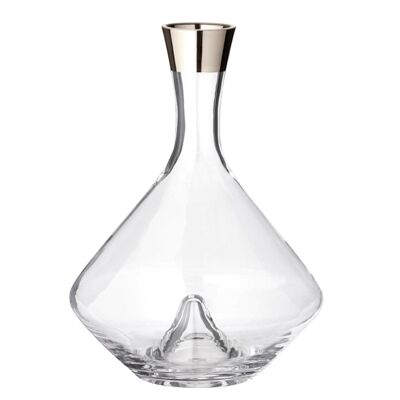 Décanteur Frederick, verre en cristal soufflé à la bouche avec bord en platine, hauteur 27 cm, capacité 2,1 litres