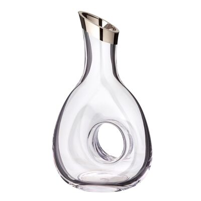 Decanter Gordon, vaso de cristal soplado a mano con borde de platino, altura 30 cm, capacidad 1,2 litros