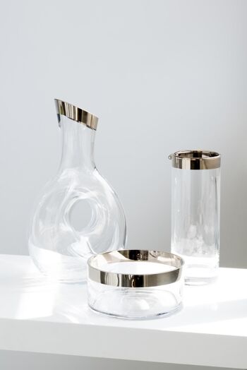 Decanter Gordon, verre en cristal soufflé à la bouche avec bord en platine, hauteur 30 cm, capacité 1,2 litre 5