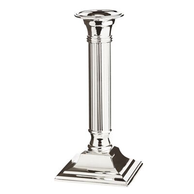 Candelero Lincoln para velas en barra, cuerpo estriado, plateado noble, protegido contra el deslustre, Al.19 cm