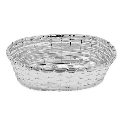 Bread basket, serving basket Basket, oval, braided, silver-plated, tarnish-resistant, 18 x 23 cm