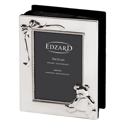 Children's photo album teddy bear for 100 photos 10x15 cm, silver-plated, tarnish-resistant, black pages