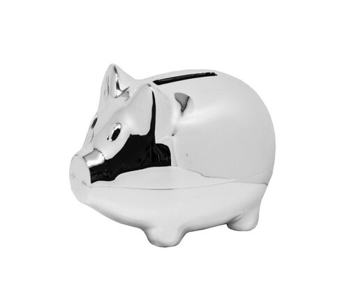 Sparschwein Spardose Sparbüchse Piggy, edel versilbert, anlaufgeschützt, Höhe 8 cm