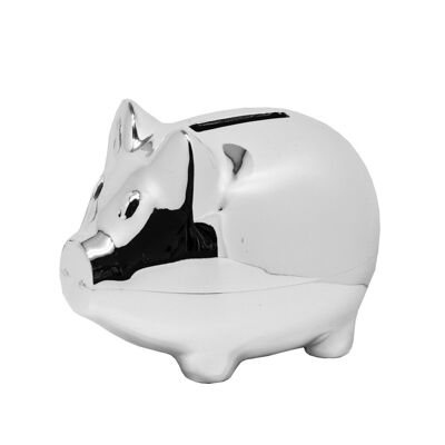 Sparschwein Spardose Sparbüchse Piggy, edel versilbert, anlaufgeschützt, Höhe 8 cm