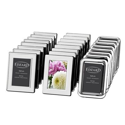 Display with 24 picture frames for photos 5 x 8 cm, silver-plated, tarnish-proof