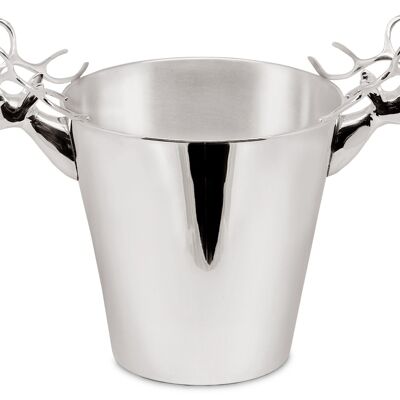 Bottle cooler with elk head handles, heavy silver, height 22 cm, diameter 19 cm