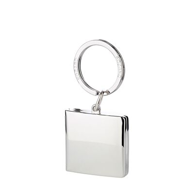Porte-clés Quadro pour 2 photos 3 x 3 cm, peut être ouvert, argenté, résistant au ternissement