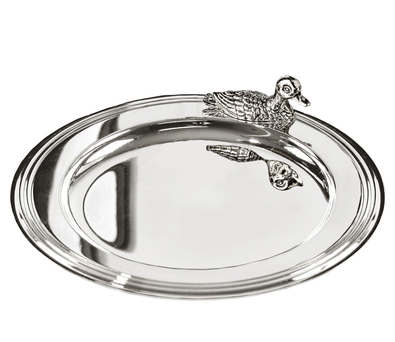 Coaster, bottle coaster duck, silver-plated, diameter 11 cm
