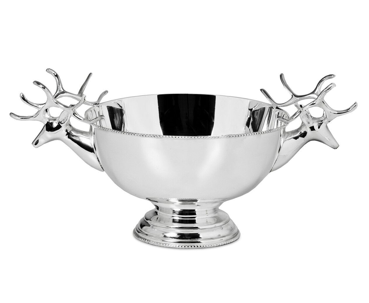 Schale Dekoschale Servierschale mit Elchkopf-Griffen, schwerversilbert, 21 x 36 cm