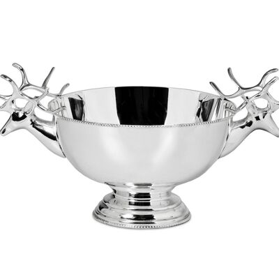 Bowl Decorative bowl Serving bowl with elk head handles, silver-plated, 21 x 36 cm