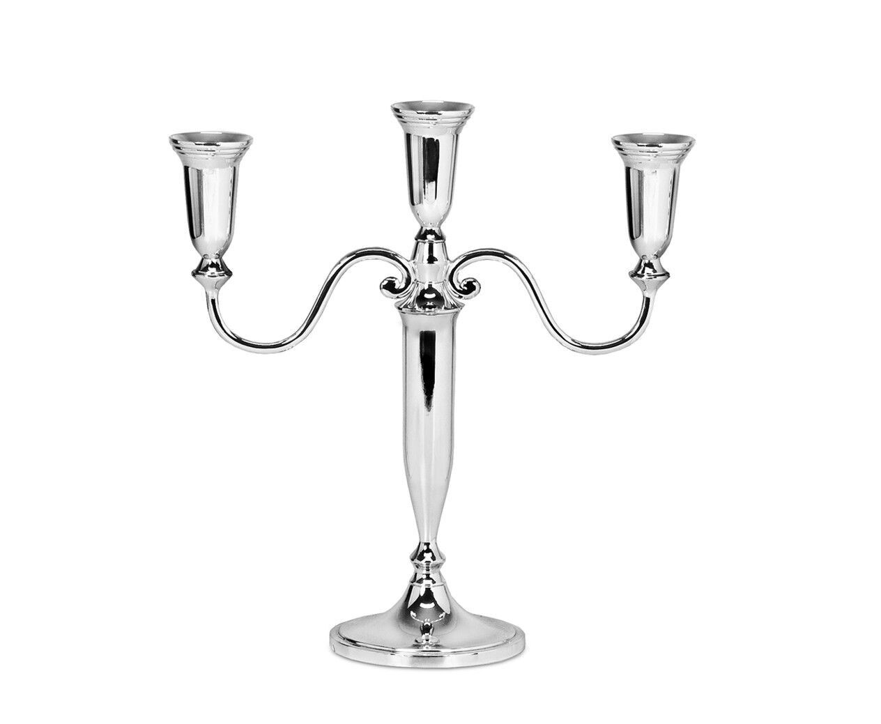 Kerzenleuchter Venezia 3-flammig, für Stabkerzen, edel versilbert, anlaufgeschützt, Höhe 31 cm