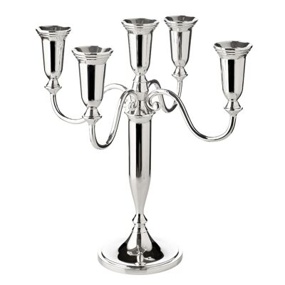 Candlestick Venezia 5-flame, for stick candles, noble silver-plated, tarnish-protected, height 31 cm