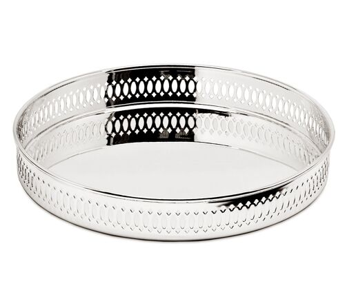 Serviertablett Galerietablett Coro, rund, edel versilbert, anlaufgeschützt, ø 23 cm, Höhe 3,5 cm