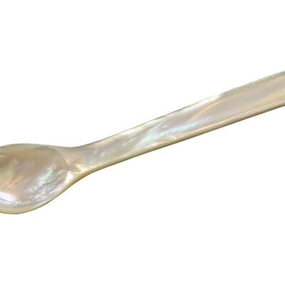 Mother-of-pearl spoon, caviar spoon, egg spoon, high-quality handcraft, straight corners, length approx. 11 cm