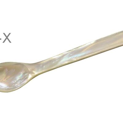 Set of 4 mother-of-pearl spoons caviar spoons egg spoons, straight corners, length 12 cm