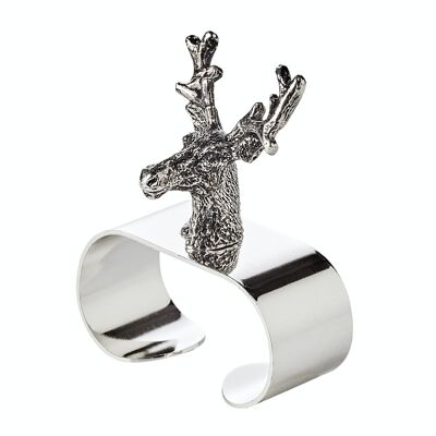 Set of 4 deer napkin rings, silver-plated, length 5 cm