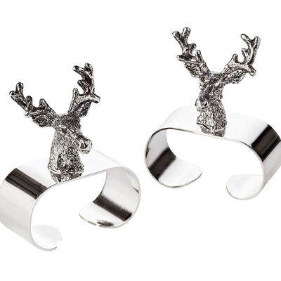 Set of 2 napkin rings deer, noble silver-plated, length 5 cm