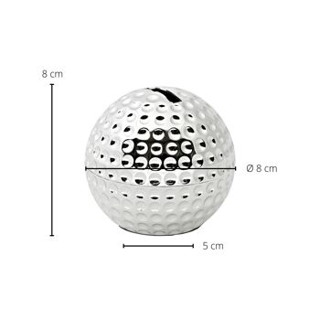 Tirelire, tirelire, balle de golf, argenté, résistant au ternissement, hauteur 8 cm 2