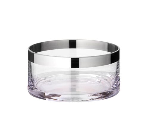 Schale Dekoschale Grit, mundgeblasenes Kristallglas mit Platinrand, Durchmesser 15 cm