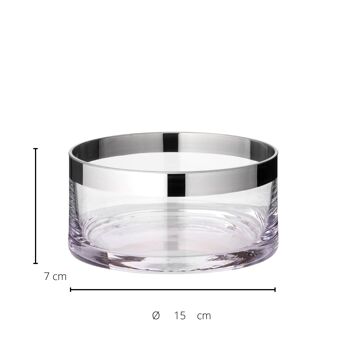 Bol bol décoratif grain, verre cristal soufflé à la bouche avec bord en platine, diamètre 15 cm 3