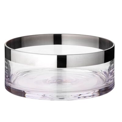 Bowl Decorative bowl grit, hand-blown crystal glass with platinum rim, diameter 20 cm
